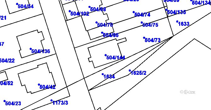 Parcela st. 504/144 v KÚ Meclov, Katastrální mapa