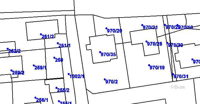 Parcela st. 970/35 v KÚ Meclov, Katastrální mapa