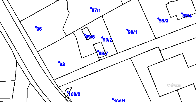 Parcela st. 99/7 v KÚ Meclov, Katastrální mapa