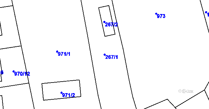 Parcela st. 267/1 v KÚ Meclov, Katastrální mapa