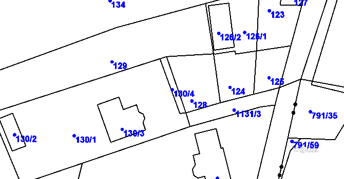 Parcela st. 130/4 v KÚ Meclov, Katastrální mapa