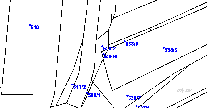 Parcela st. 538/6 v KÚ Mračnice, Katastrální mapa