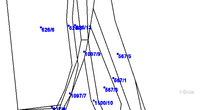 Parcela st. 567 v KÚ Mračnice, Katastrální mapa