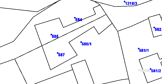 Parcela st. 586/1 v KÚ Mračnice, Katastrální mapa
