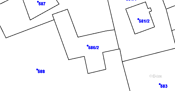 Parcela st. 586/2 v KÚ Mračnice, Katastrální mapa