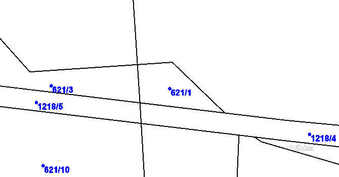 Parcela st. 621/1 v KÚ Mračnice, Katastrální mapa