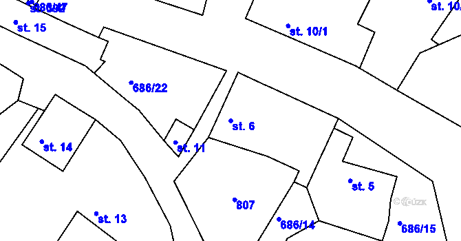 Parcela st. 6 v KÚ Mečeříž, Katastrální mapa