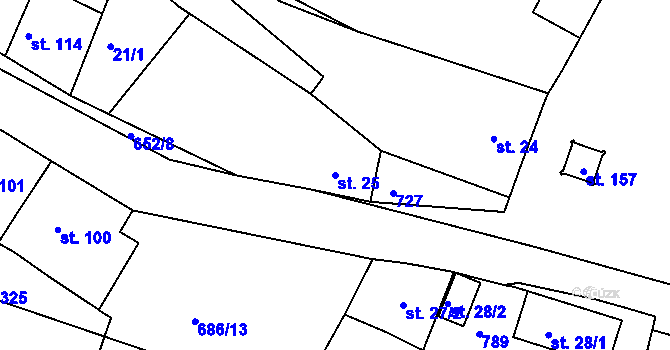 Parcela st. 25 v KÚ Mečeříž, Katastrální mapa