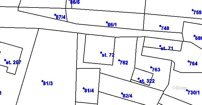 Parcela st. 72 v KÚ Mečeříž, Katastrální mapa