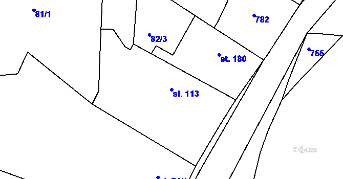 Parcela st. 113 v KÚ Mečeříž, Katastrální mapa