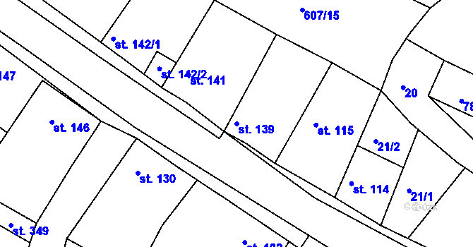 Parcela st. 139 v KÚ Mečeříž, Katastrální mapa
