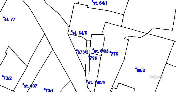 Parcela st. 140/2 v KÚ Mečeříž, Katastrální mapa