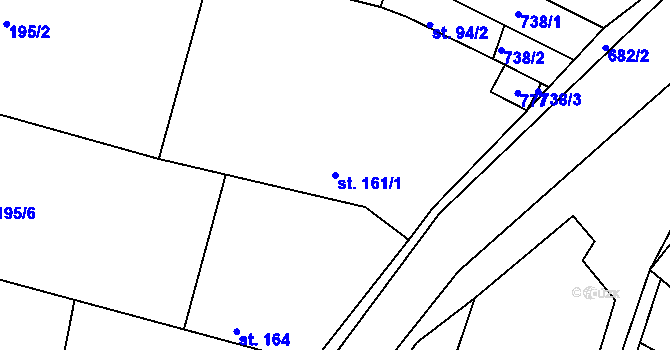 Parcela st. 161/1 v KÚ Mečeříž, Katastrální mapa