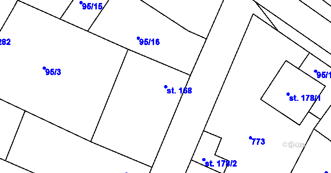 Parcela st. 168 v KÚ Mečeříž, Katastrální mapa