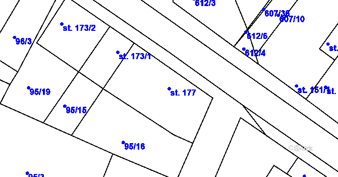 Parcela st. 177 v KÚ Mečeříž, Katastrální mapa