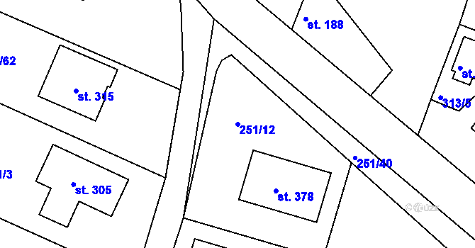 Parcela st. 251/12 v KÚ Mečeříž, Katastrální mapa