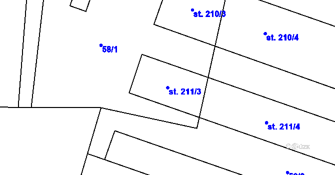 Parcela st. 211/3 v KÚ Mečeříž, Katastrální mapa