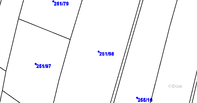 Parcela st. 251/98 v KÚ Mečeříž, Katastrální mapa