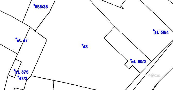Parcela st. 47/7 v KÚ Mečeříž, Katastrální mapa