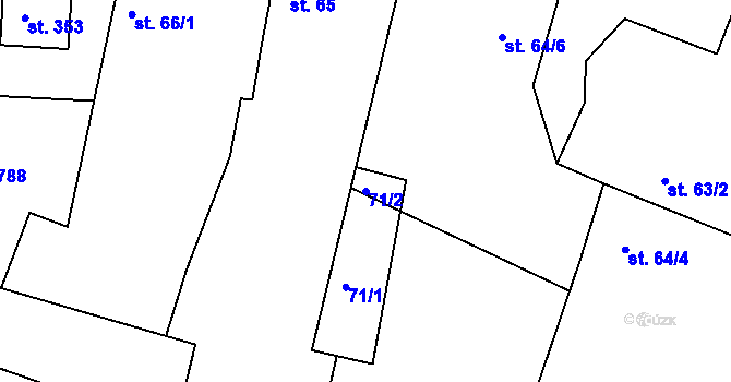 Parcela st. 71/2 v KÚ Mečeříž, Katastrální mapa