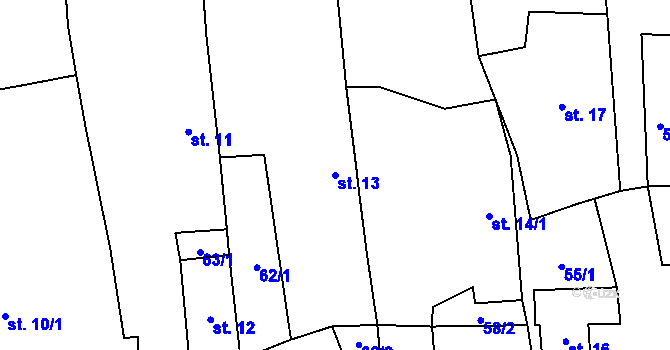 Parcela st. 13 v KÚ Mečichov, Katastrální mapa