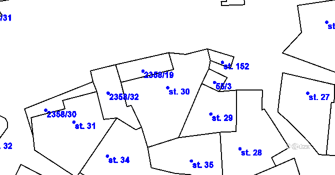 Parcela st. 30 v KÚ Mečichov, Katastrální mapa