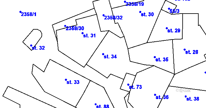 Parcela st. 34 v KÚ Mečichov, Katastrální mapa