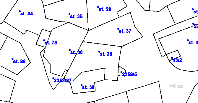 Parcela st. 38 v KÚ Mečichov, Katastrální mapa