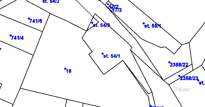 Parcela st. 54/1 v KÚ Mečichov, Katastrální mapa