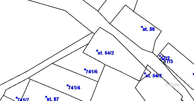 Parcela st. 54/2 v KÚ Mečichov, Katastrální mapa