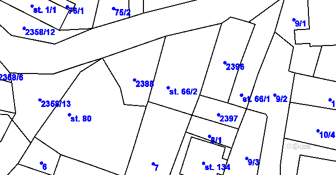Parcela st. 66/2 v KÚ Mečichov, Katastrální mapa