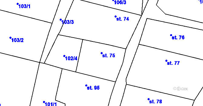 Parcela st. 75 v KÚ Mečichov, Katastrální mapa