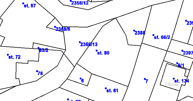 Parcela st. 80 v KÚ Mečichov, Katastrální mapa
