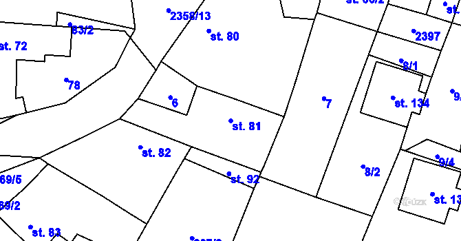 Parcela st. 81 v KÚ Mečichov, Katastrální mapa