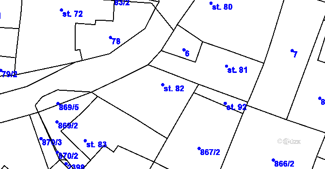 Parcela st. 82 v KÚ Mečichov, Katastrální mapa