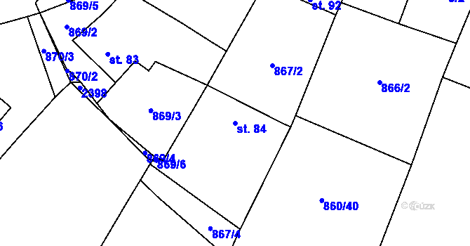Parcela st. 84 v KÚ Mečichov, Katastrální mapa