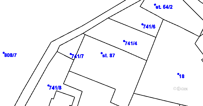 Parcela st. 87 v KÚ Mečichov, Katastrální mapa