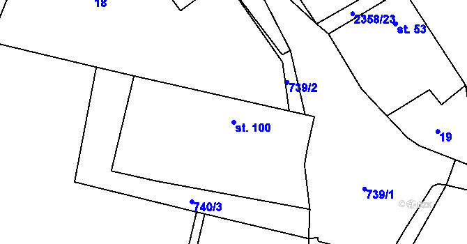 Parcela st. 100 v KÚ Mečichov, Katastrální mapa