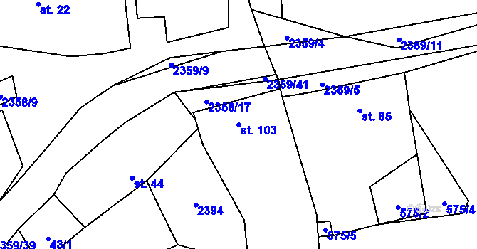 Parcela st. 103 v KÚ Mečichov, Katastrální mapa