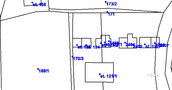 Parcela st. 124 v KÚ Mečichov, Katastrální mapa