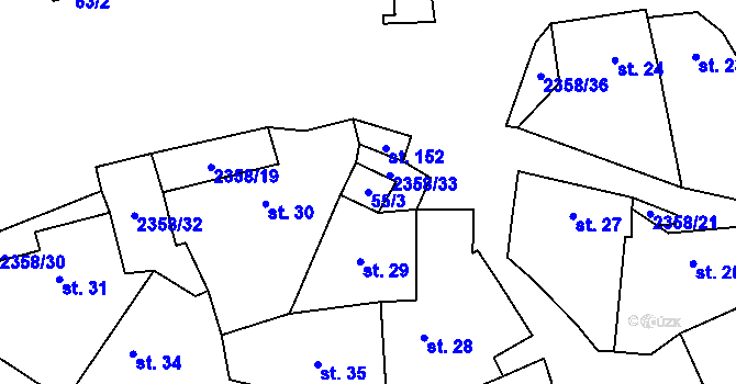 Parcela st. 55/3 v KÚ Mečichov, Katastrální mapa