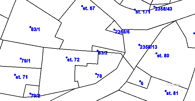 Parcela st. 83/2 v KÚ Mečichov, Katastrální mapa