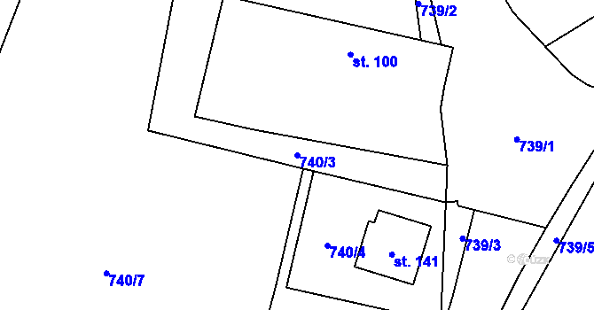 Parcela st. 740/3 v KÚ Mečichov, Katastrální mapa