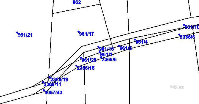 Parcela st. 961/1 v KÚ Mečichov, Katastrální mapa