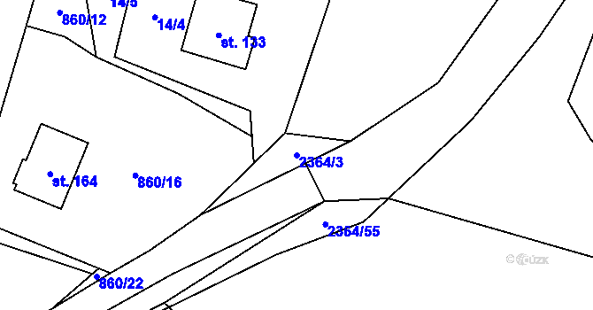Parcela st. 2364/3 v KÚ Mečichov, Katastrální mapa