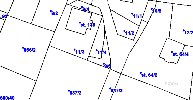 Parcela st. 11/4 v KÚ Mečichov, Katastrální mapa