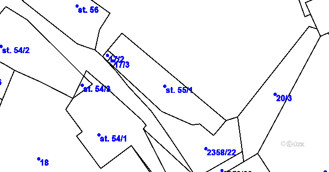 Parcela st. 55/1 v KÚ Mečichov, Katastrální mapa
