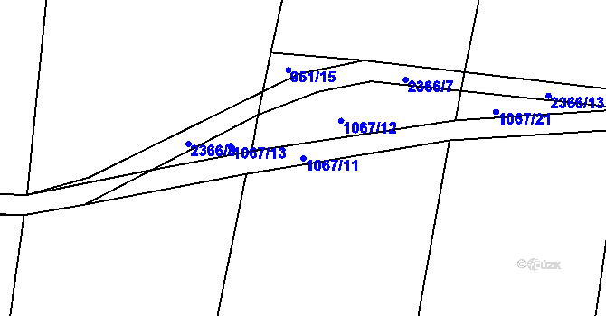 Parcela st. 1067/11 v KÚ Mečichov, Katastrální mapa
