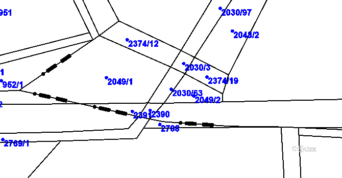Parcela st. 2030/63 v KÚ Mečichov, Katastrální mapa