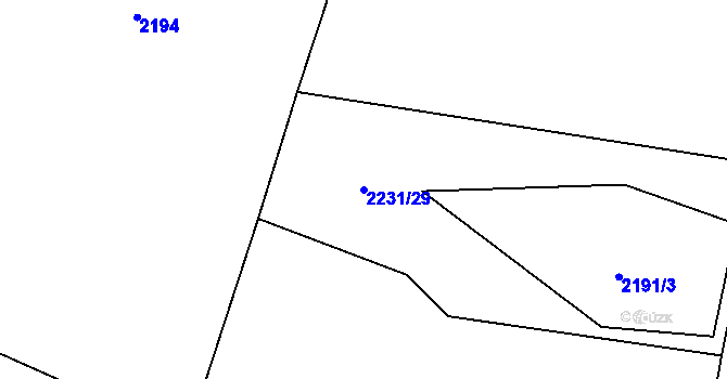 Parcela st. 2231/29 v KÚ Mečichov, Katastrální mapa